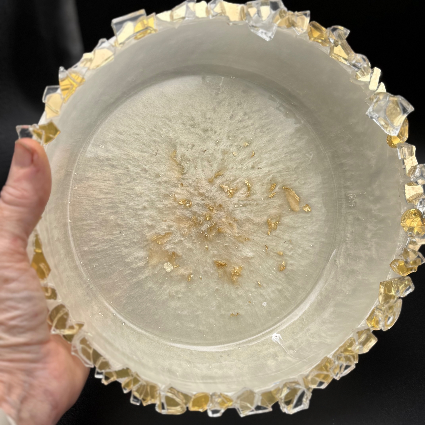 Celestial Opal Pearl  Medium Bowl with Glass Rim