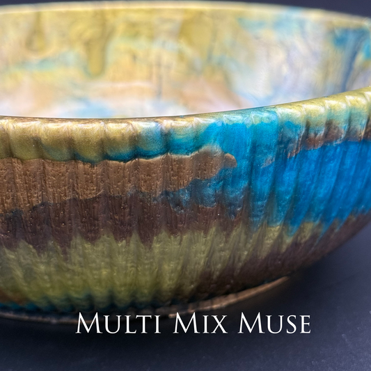 Large Teal & Green Bowl with Bronze Accents- Affordable Essentials Collection