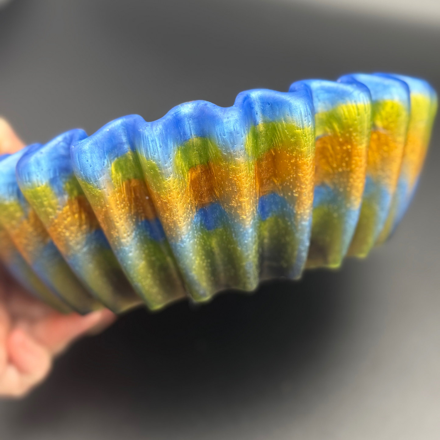 Multi Mix Muse Pleated Bowl | Strikingly Colorful Medium Decorative Bowl