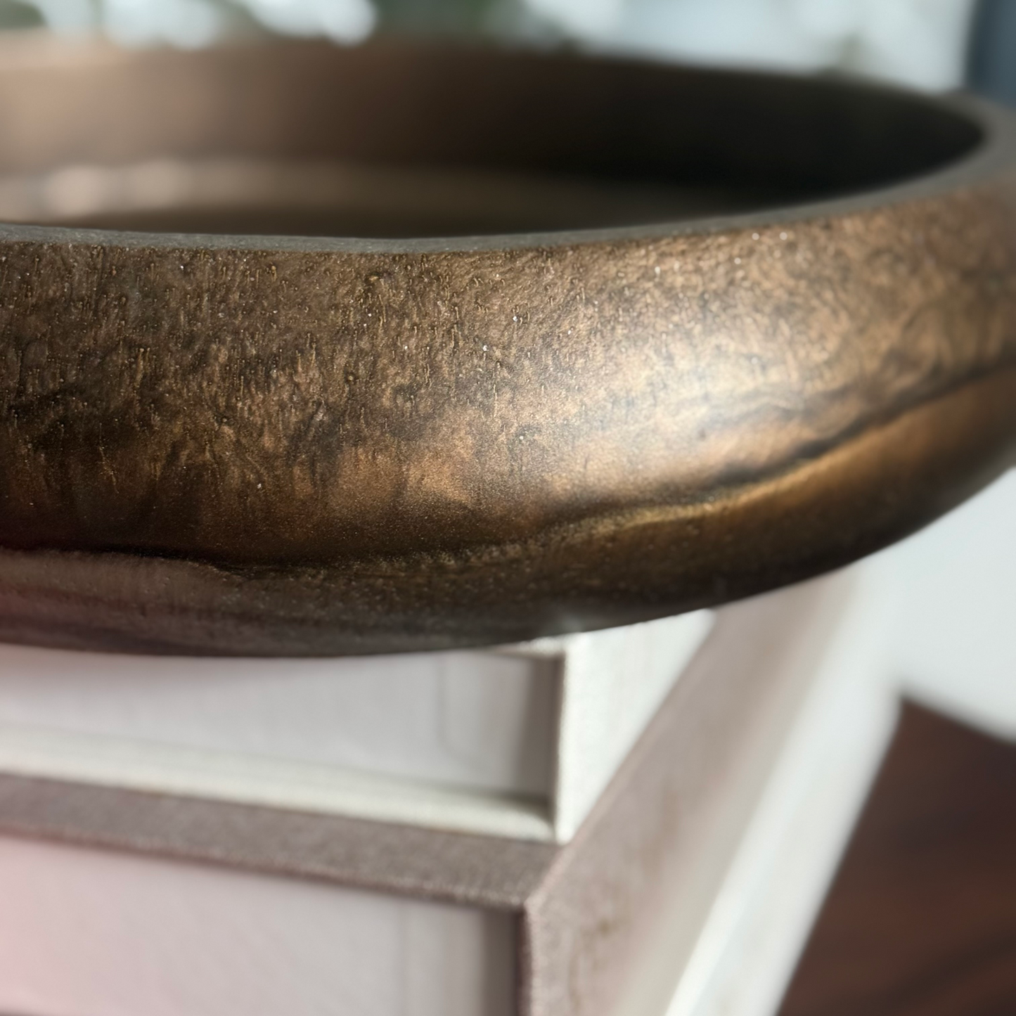 Large Gilded Bronzite Resin Fruit Bowl
