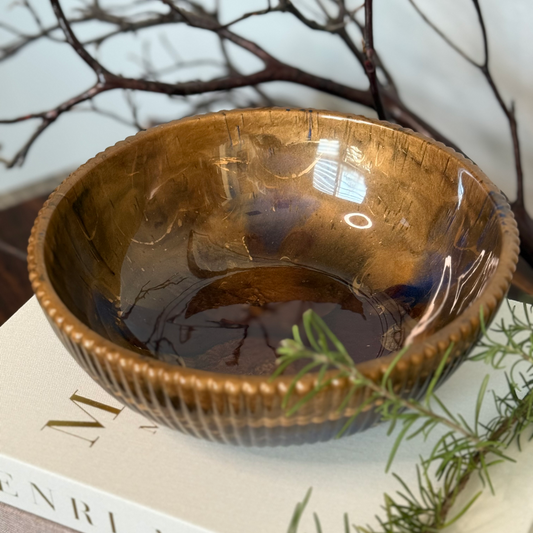 Medium Bronze and Burgundy Bowl with Antique Gold Accents- Affordable Essentials Collection