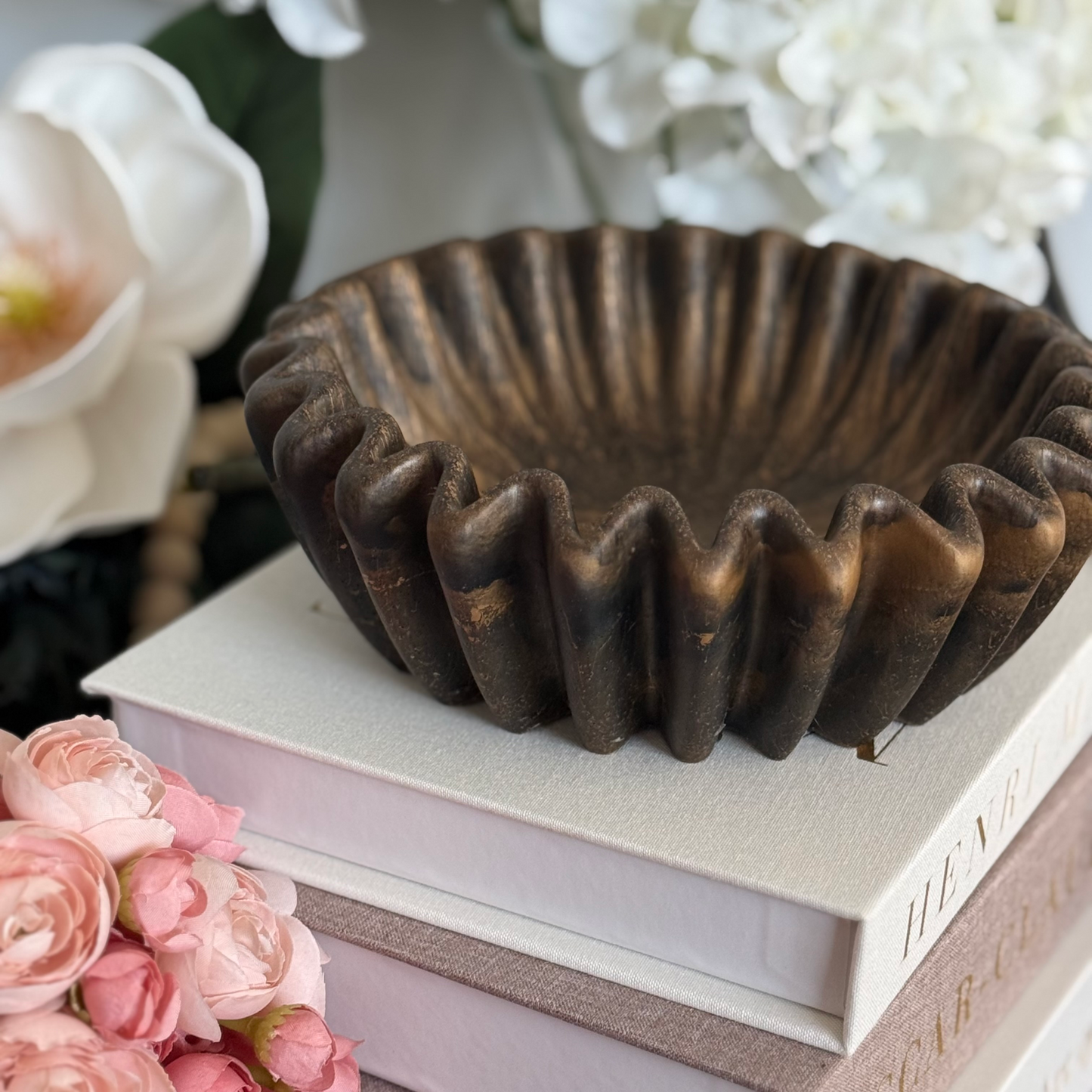 Wood Pleated Resin Bowl - Minimalist Bowl