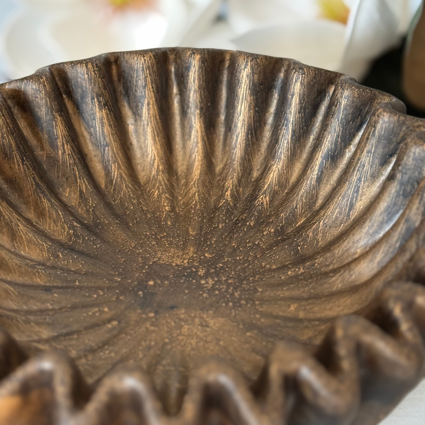 Wood Pleated Resin Bowl - Minimalist Bowl