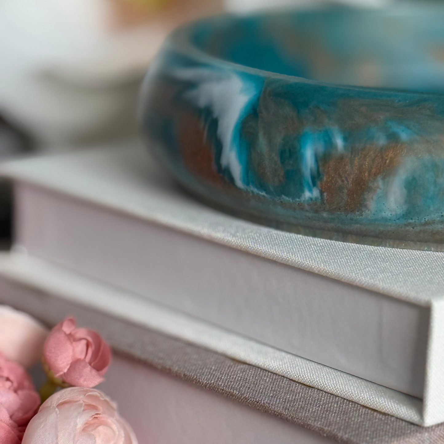 Amazonite Resin Bowl with Egyptian Bronze Accents