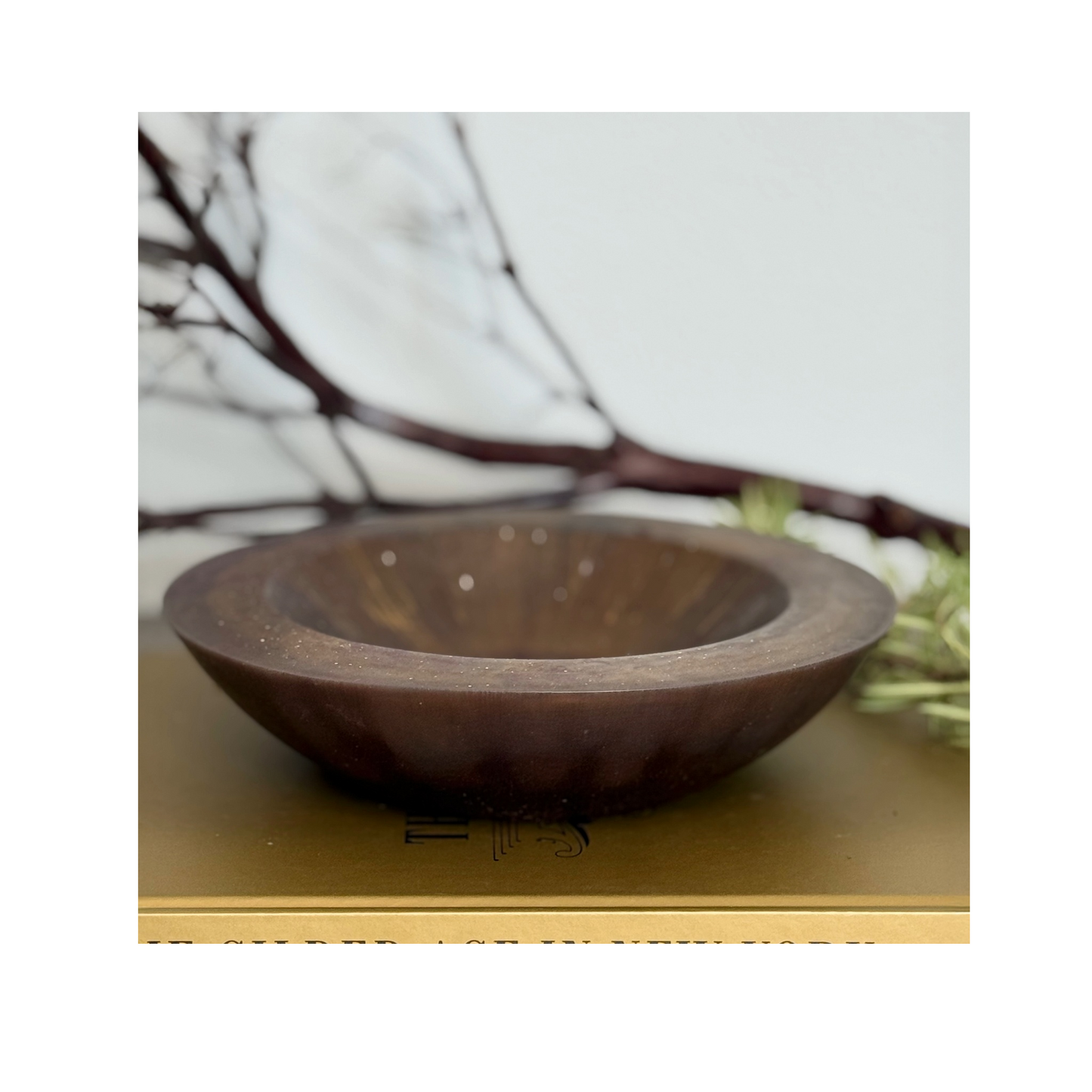 Rustic Bronze Bowl with Garnet Accents | Rustic Decorative Bowl for Home Decor