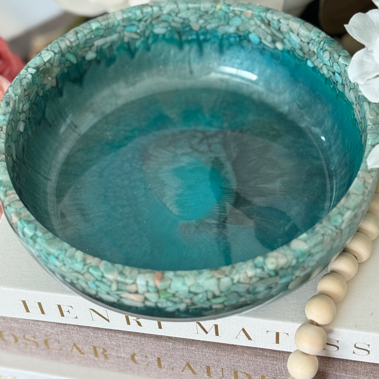 Amazonite Crown Bowl - Stone and Resin Fruit Bowl