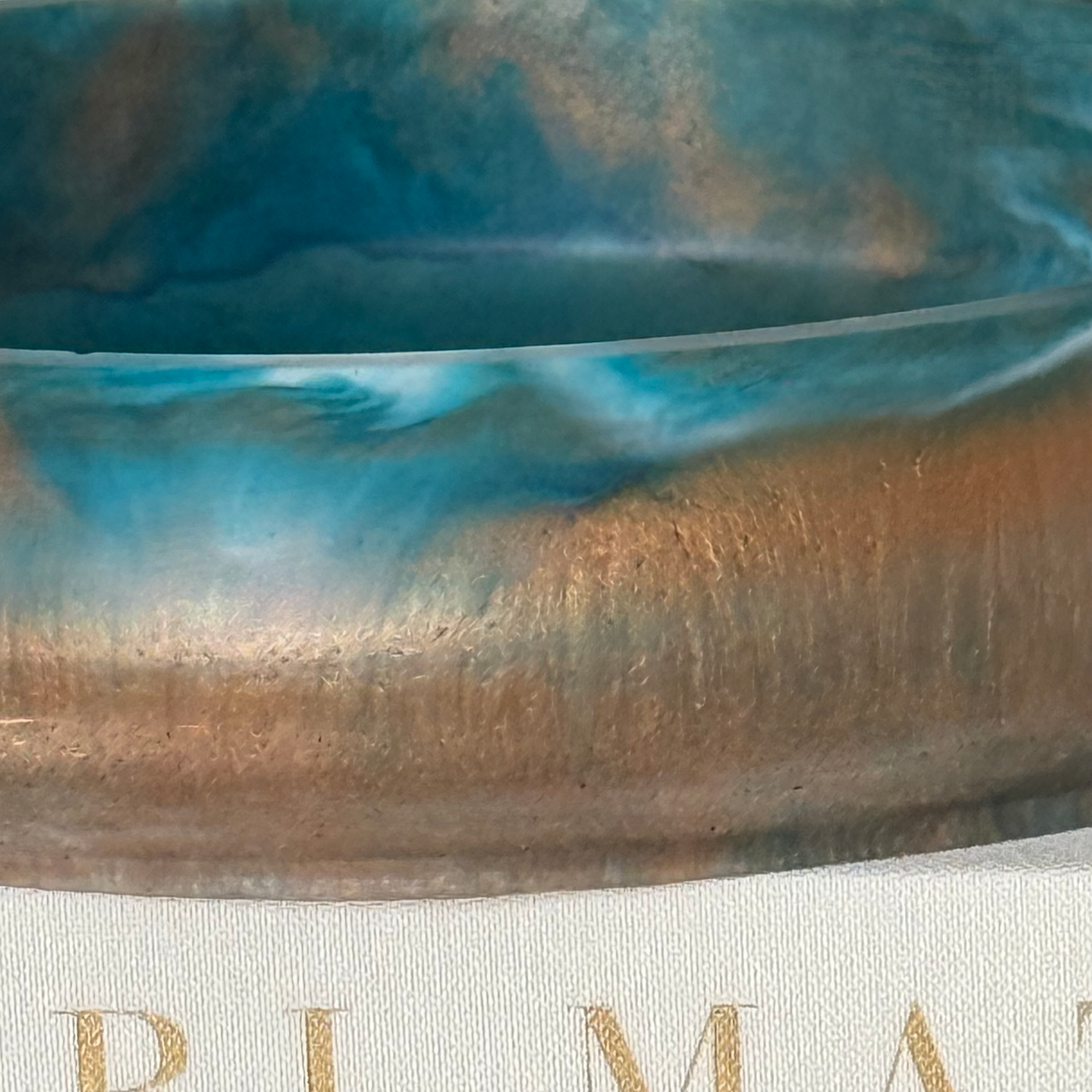 Amazonite Resin Bowl with Egyptian Bronze Accents