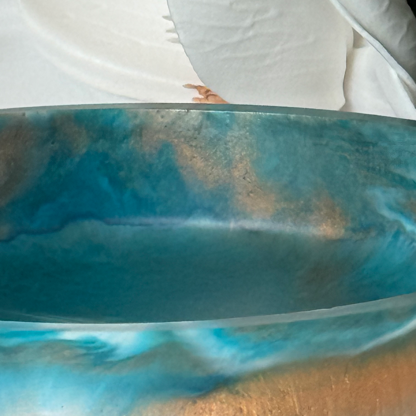 Amazonite Resin Bowl with Egyptian Bronze Accents