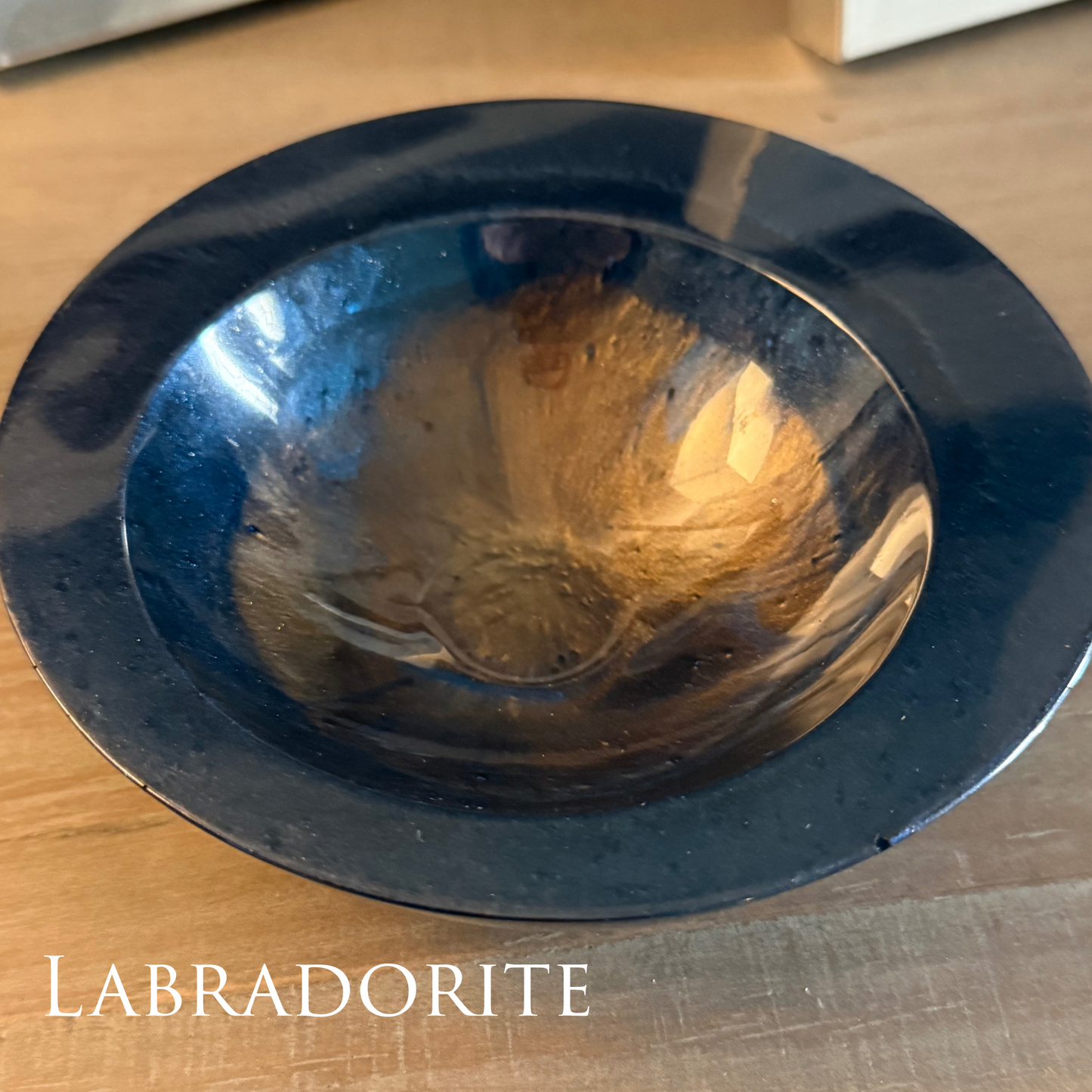 Labradorite Inspired Bowl | Small contemporary blue and gold decorative bowl