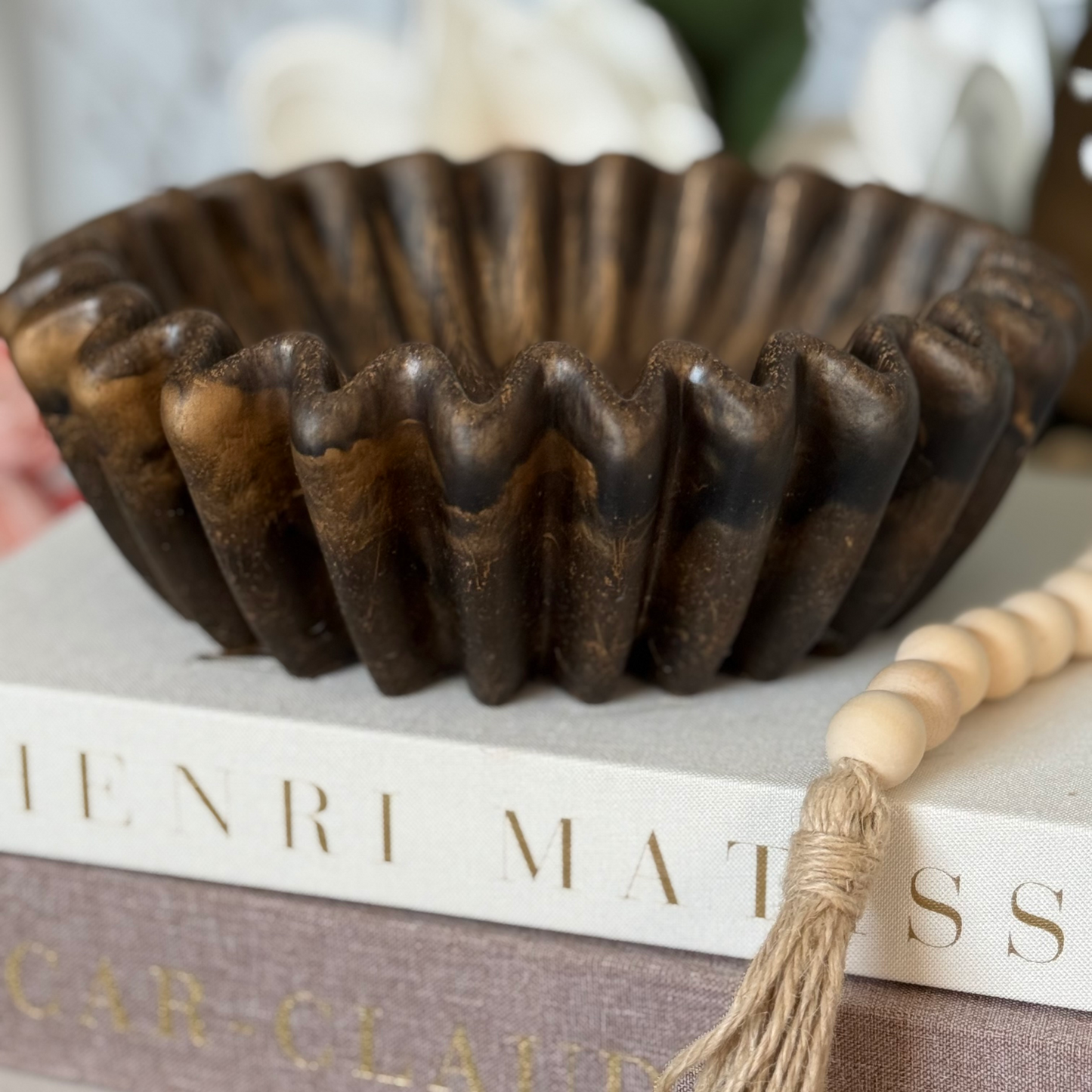 Wood Pleated Resin Bowl - Minimalist Bowl