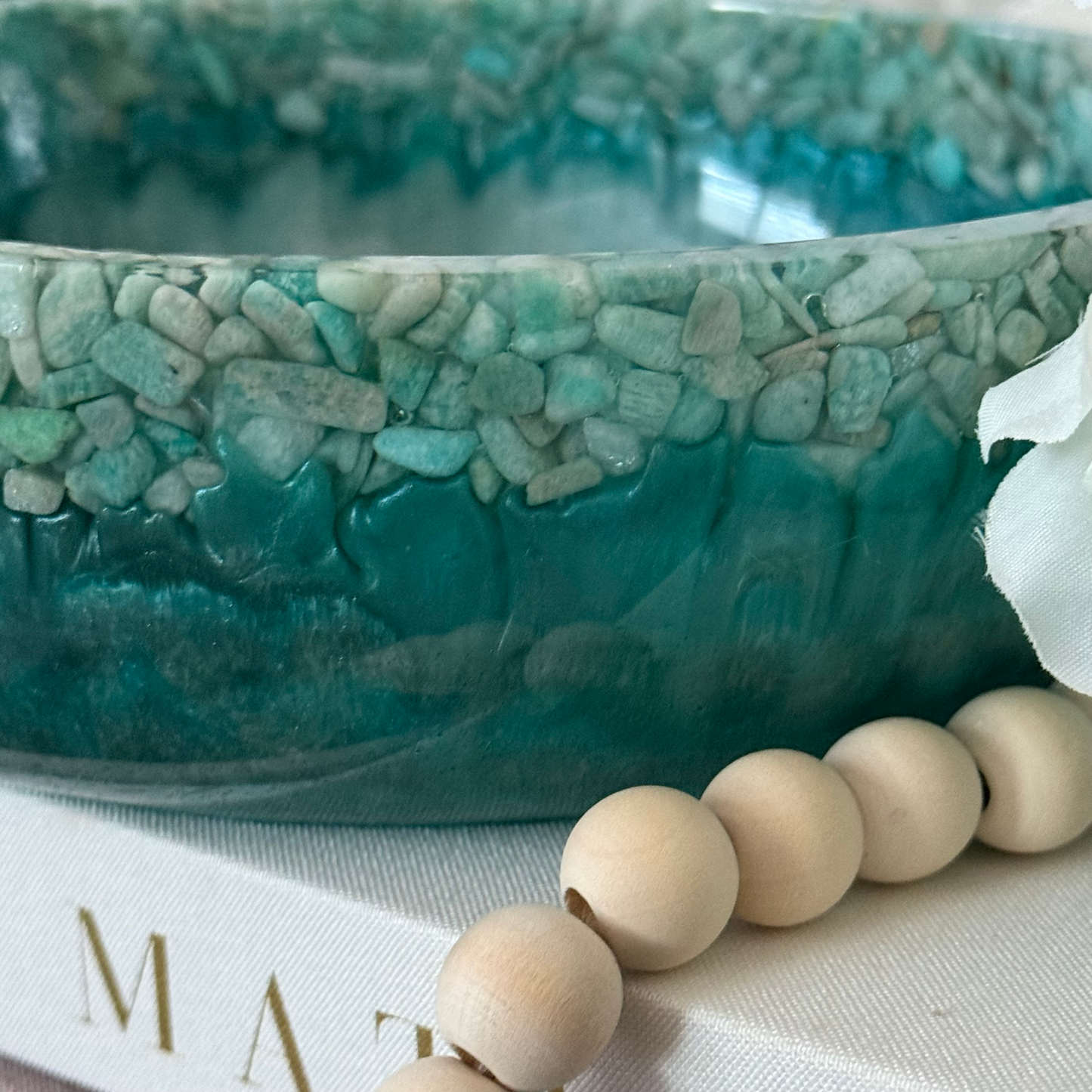 Amazonite Crown Bowl - Stone and Resin Fruit Bowl