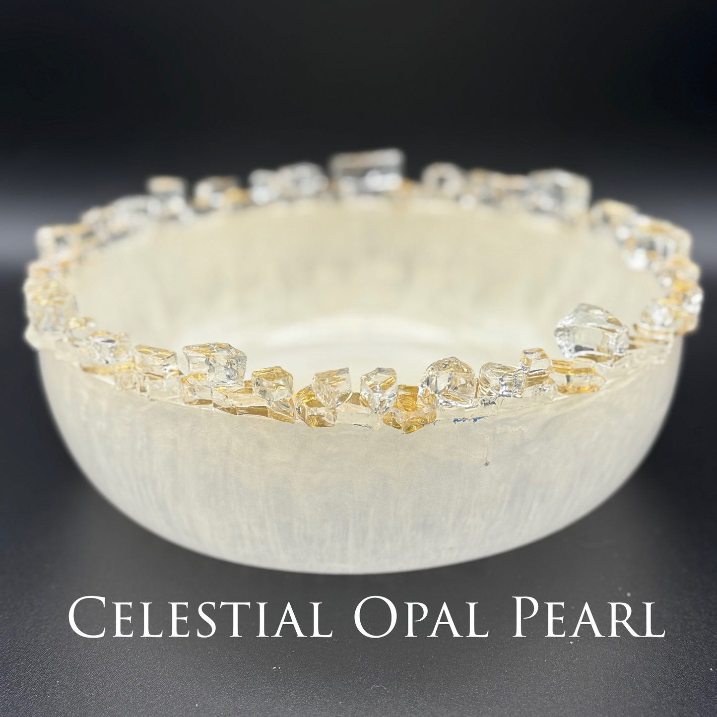 Celestial Opal Pearl  Medium Bowl with Glass Rim