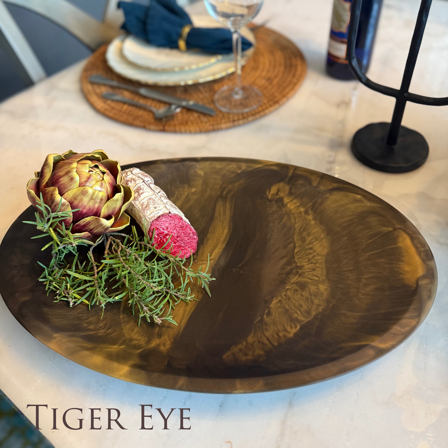 Unusual Tiger Eye Inspired Serving Platter for Stylish Home Decor