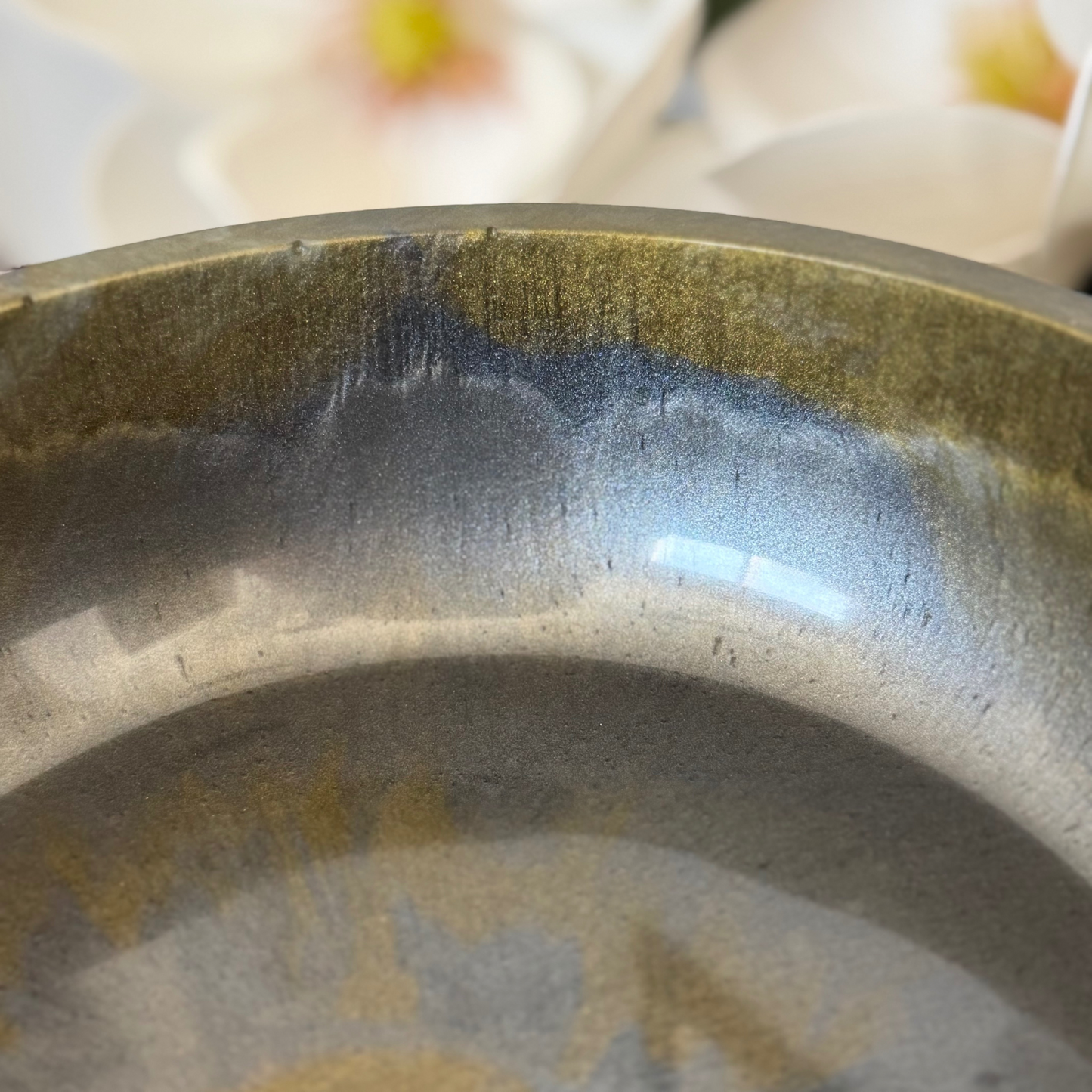 Agate Inspired Resin Bowl - Graphite and Amber Decorative Bowl