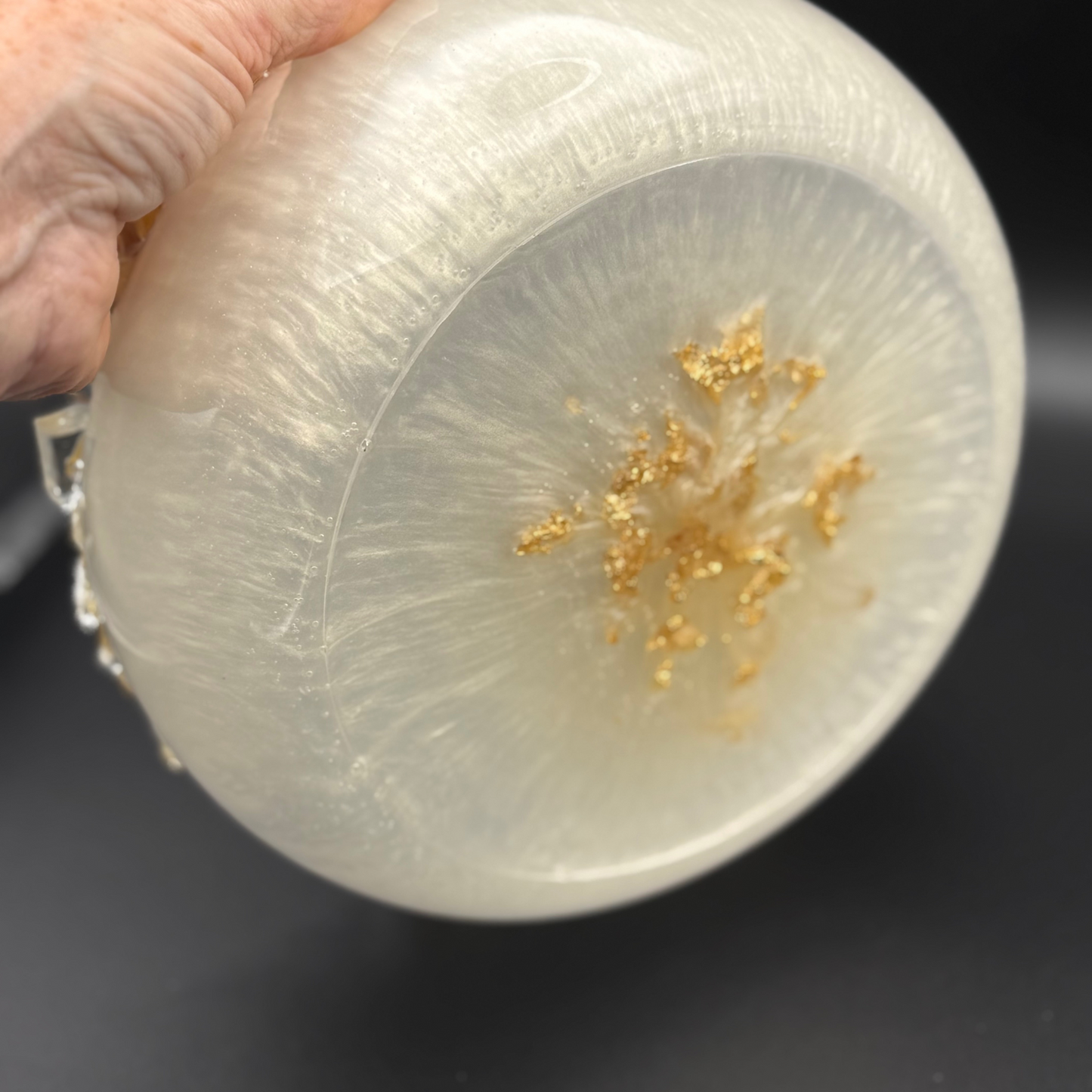 Celestial Opal Pearl  Medium Bowl with Glass Rim