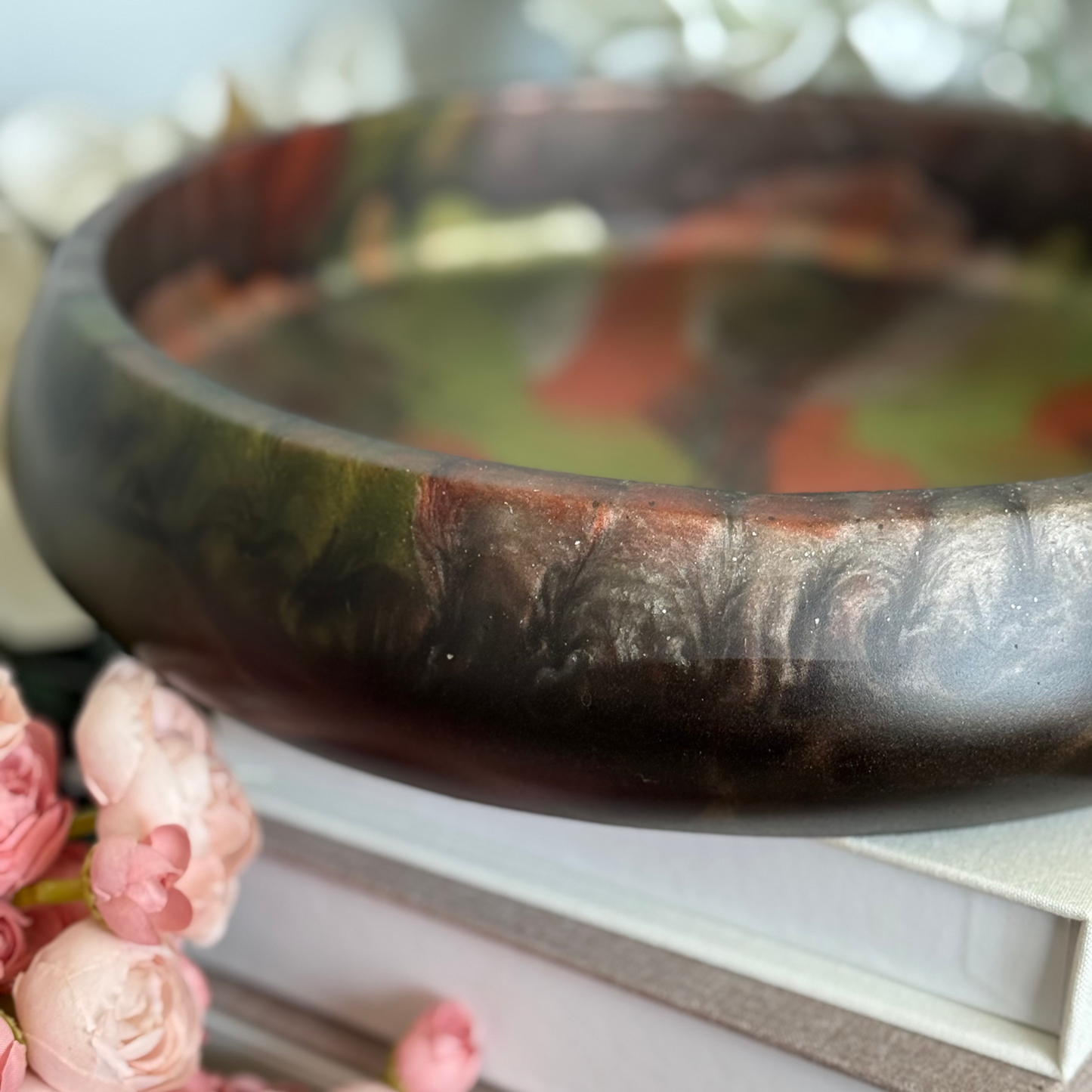 Large Rich Dramatic Andalusite Resin Bowl