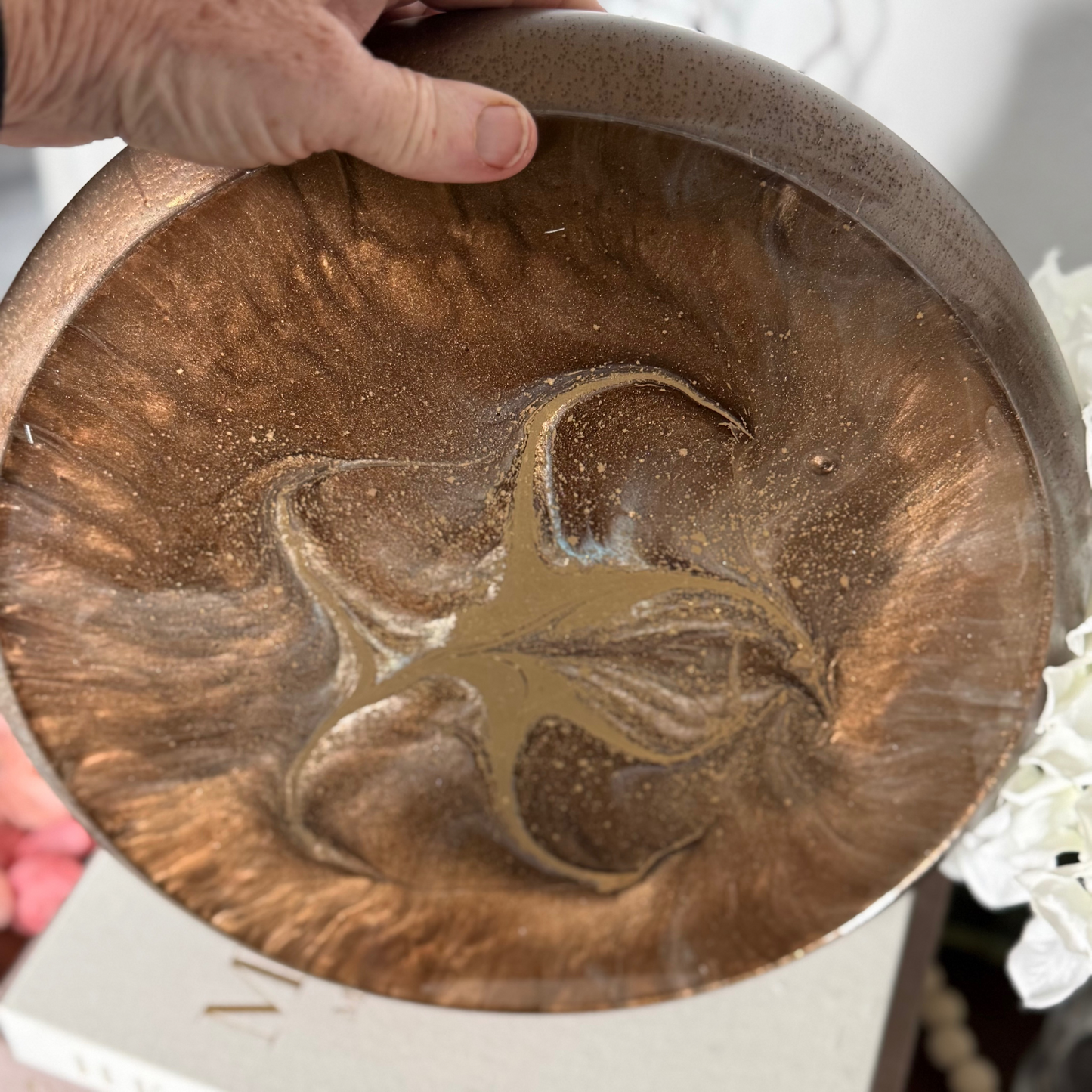 Large Gilded Bronzite Resin Fruit Bowl