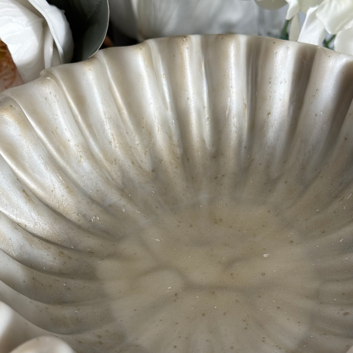 Travertine Inspired Bowl | Pleated Bowl for Minimalist Decor