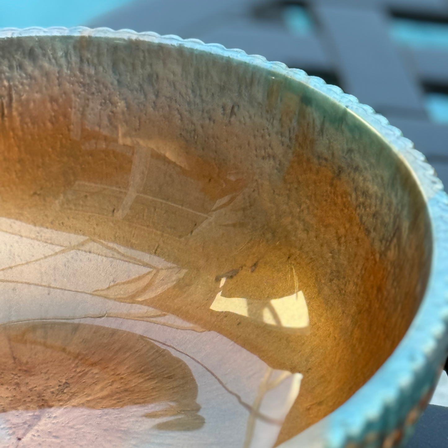 Exotic Large Amazonite Bowl with Copper Accents | Stylish Home  Decor