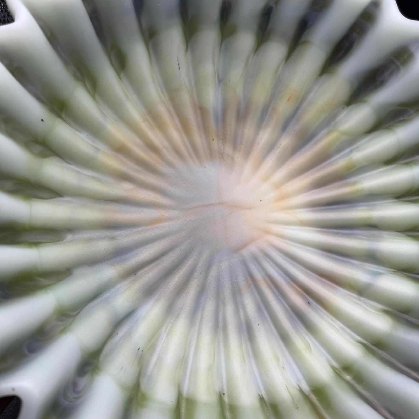 Elegant Pleated Resin Bowl in Light Amazonite Tones - Seafoam Greens- Unique Handmade Home Decor Accent and Serveware