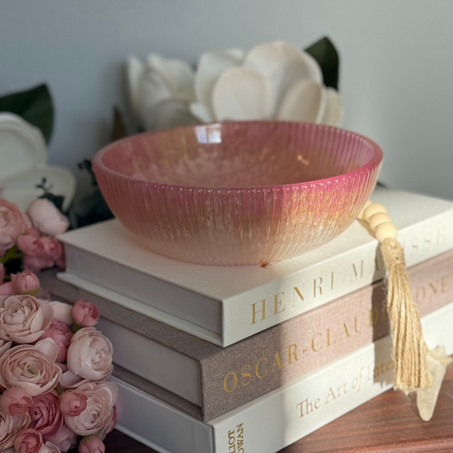 Medium Little Girl’s Pink Resin Bowl -  Decorative Bowl for Girl’s Room.