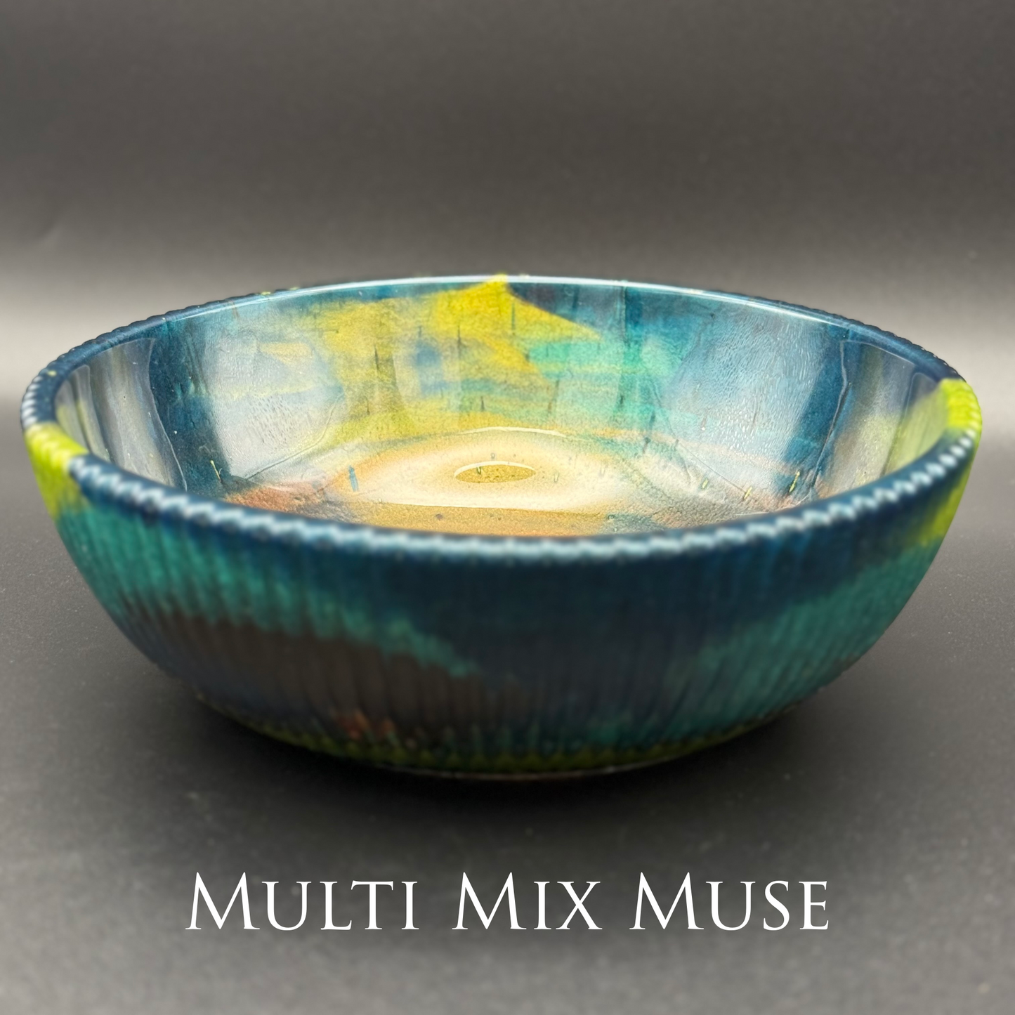 Medium Teal & Green Bowl with Copper Accents- Affordable Essentials Collection
