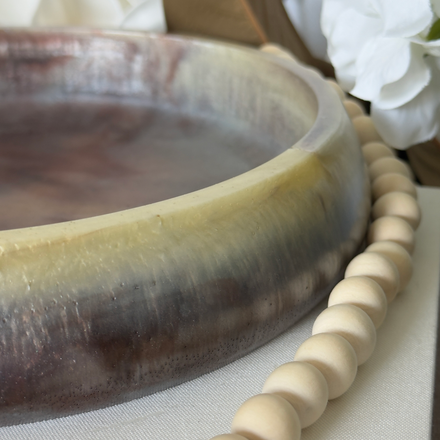 Gorgeous Brown Garnet Resin Bowl with Tortoise Influence
