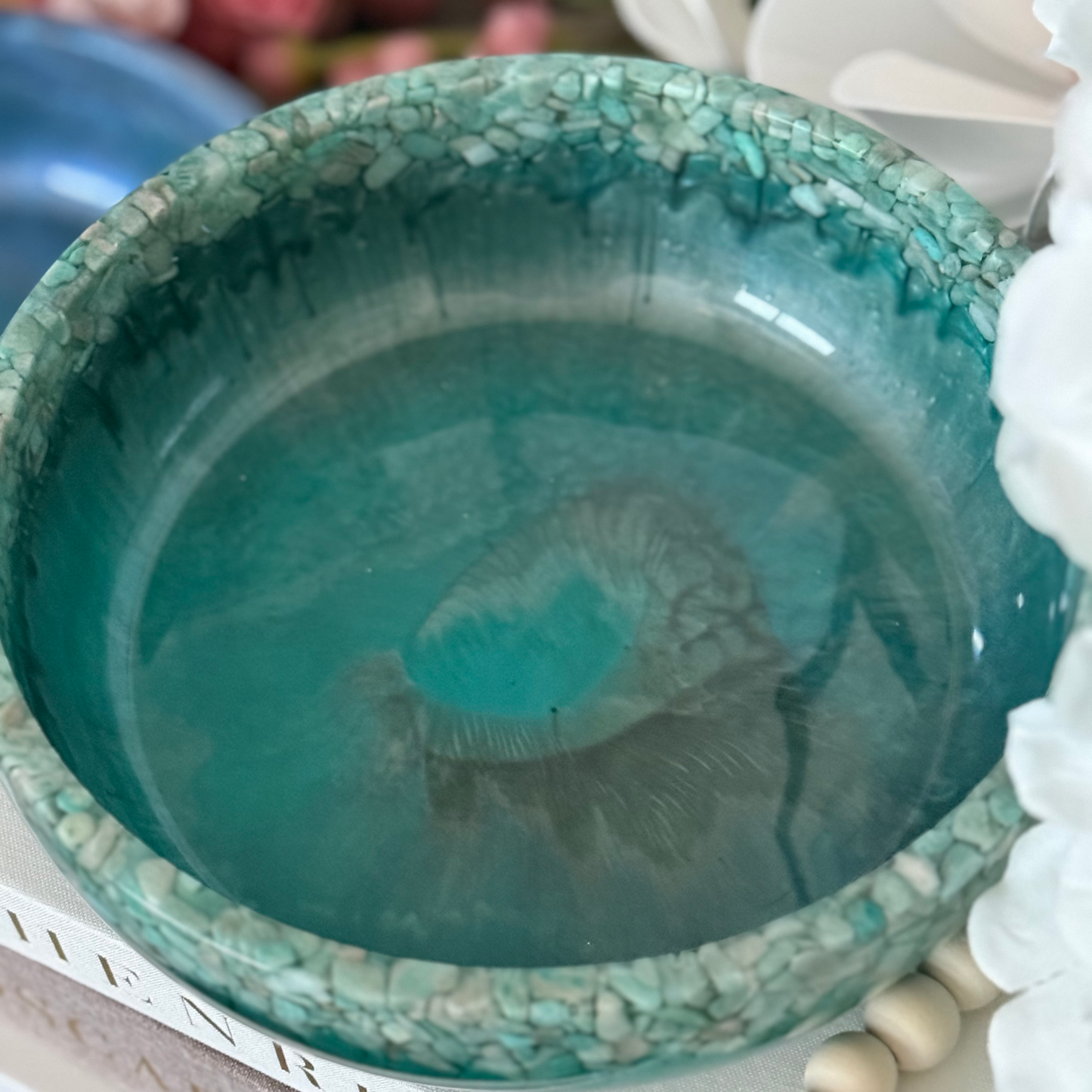 Amazonite Crown Bowl - Stone and Resin Fruit Bowl