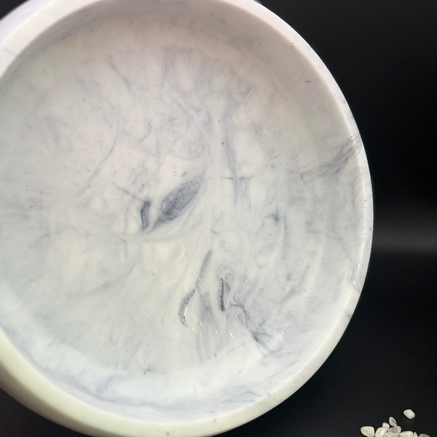 Marble Inspired Large Bowl - Handcrafted White and Gray Resin Bowl