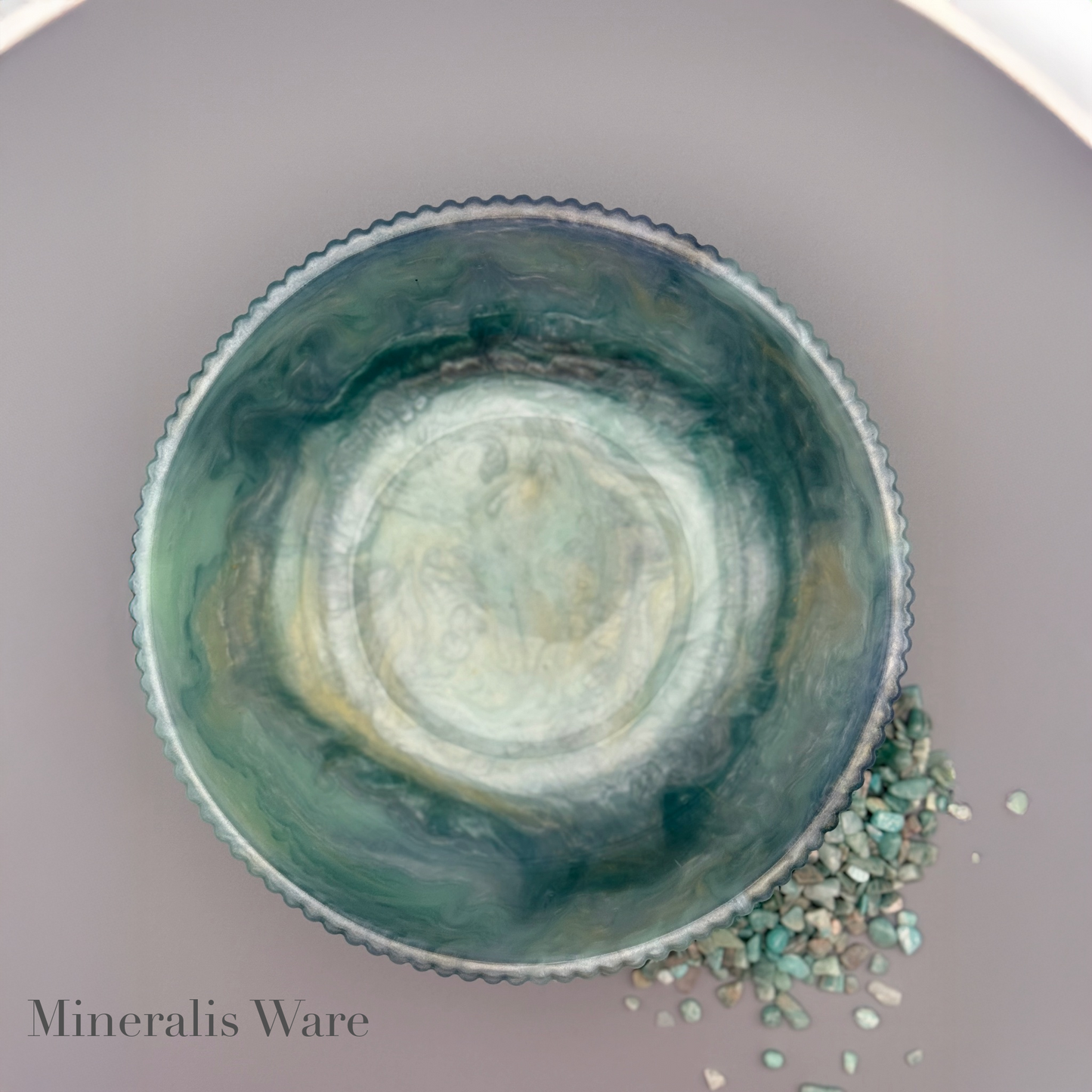 Amazonite Inspired Bowl - Handcrafted Green Resin Serving Bowl