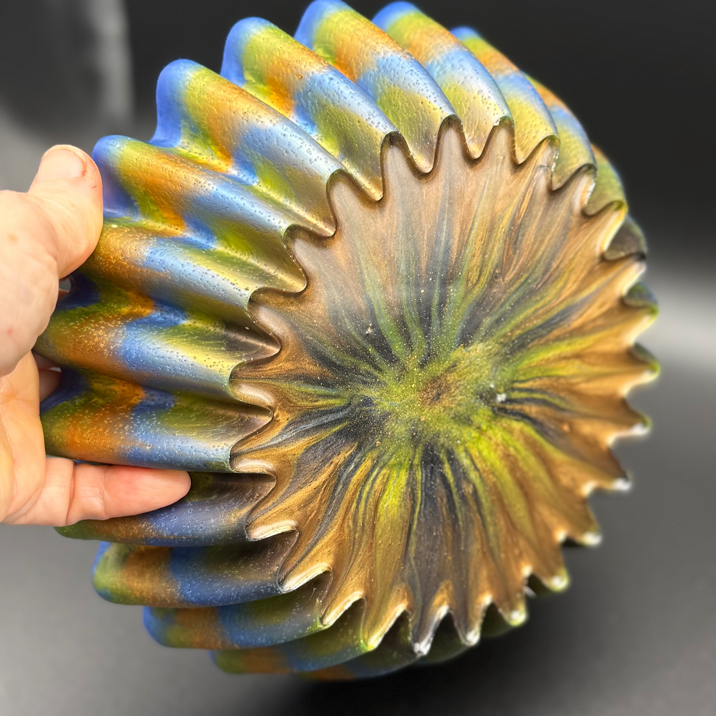 Multi Mix Muse Pleated Bowl | Strikingly Colorful Medium Decorative Bowl