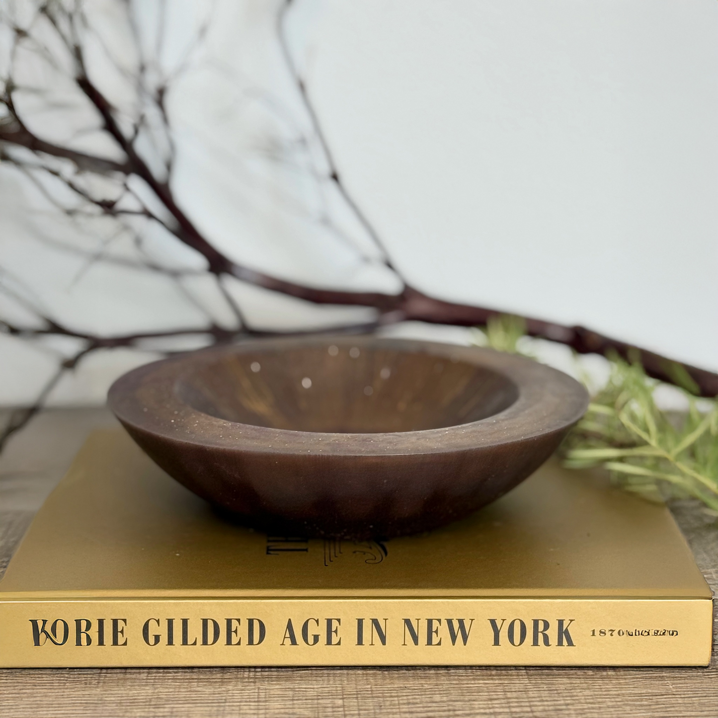 Rustic Bronze Bowl with Garnet Accents | Rustic Decorative Bowl for Home Decor