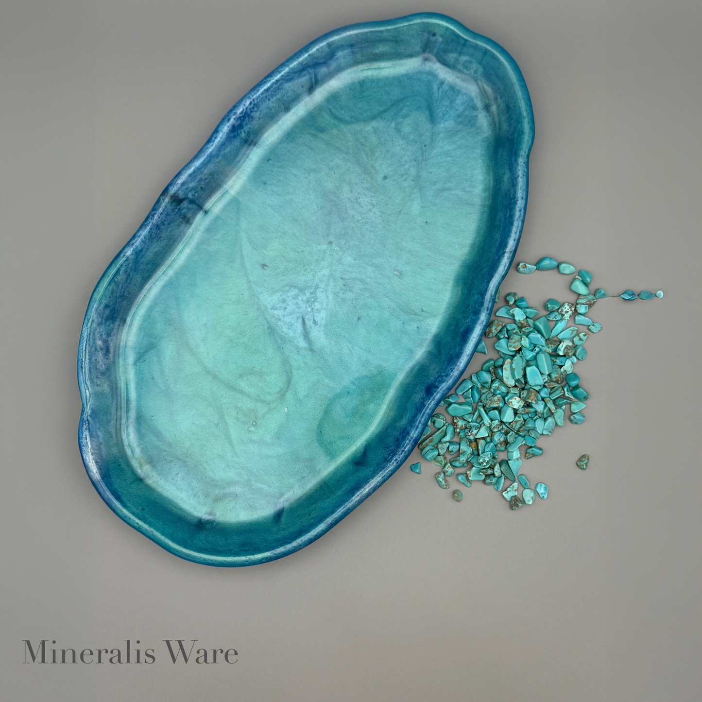 Turquoise Inspired Oval Tray - Affordable Essentials Collection