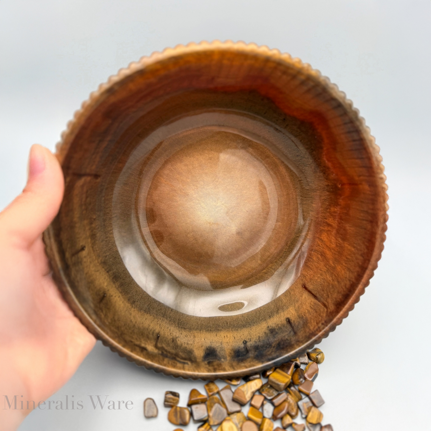 Tiger Eye Inspired Bowl - Handcrafted Copper Resin Bowl