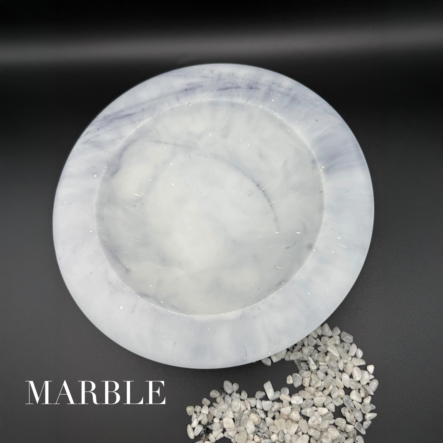 Marble Inspired Bowl - Handcrafted White and Gray Resin Bowl