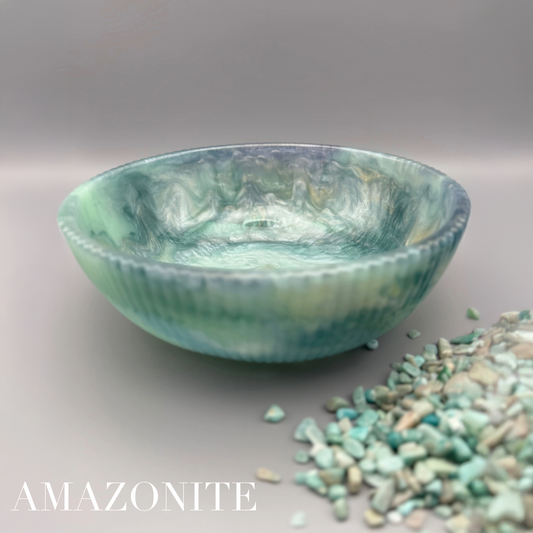 Amazonite Inspired Bowl - Handcrafted Green Resin Serving Bowl