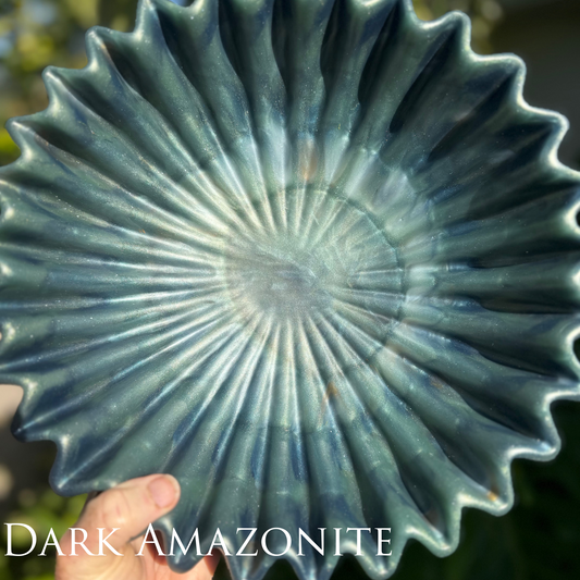 Elegant Pleated Resin Bowl in Amazonite Tones - Unique Handmade Home Decor