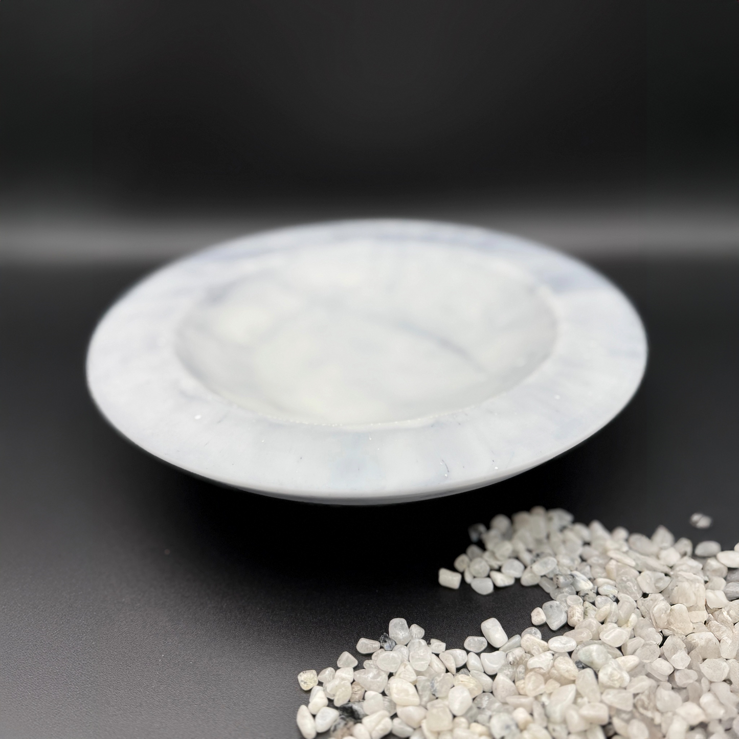 Marble Inspired Bowl - Handcrafted White and Gray Resin Bowl