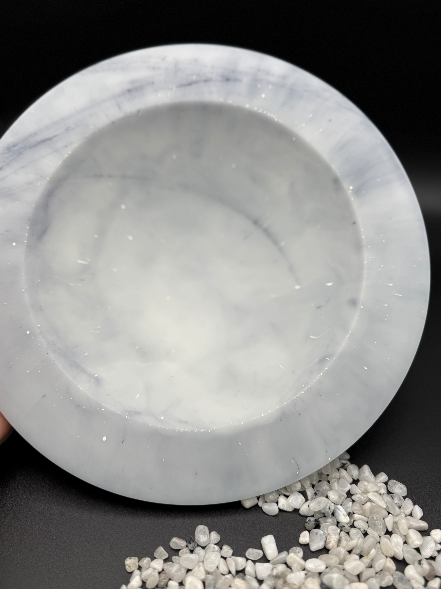 Marble Inspired Bowl - Handcrafted White and Gray Resin Bowl