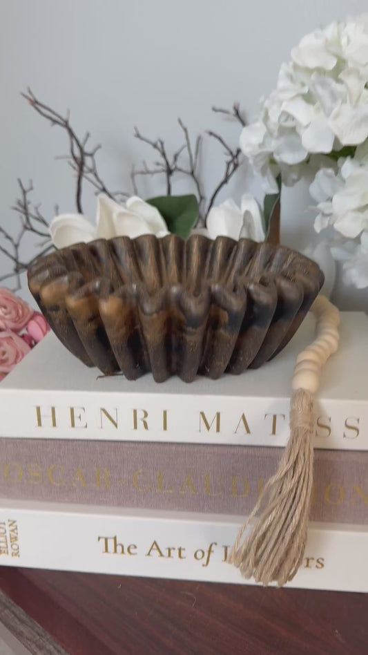 Wood Pleated Resin Bowl - Minimalist Bowl