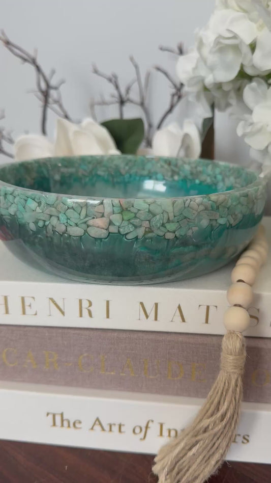 Amazonite Crown Bowl - Stone and Resin Fruit Bowl