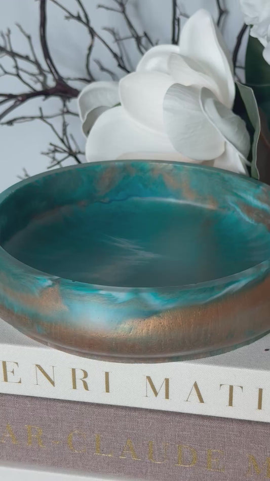 Amazonite Resin Bowl with Egyptian Bronze Accents
